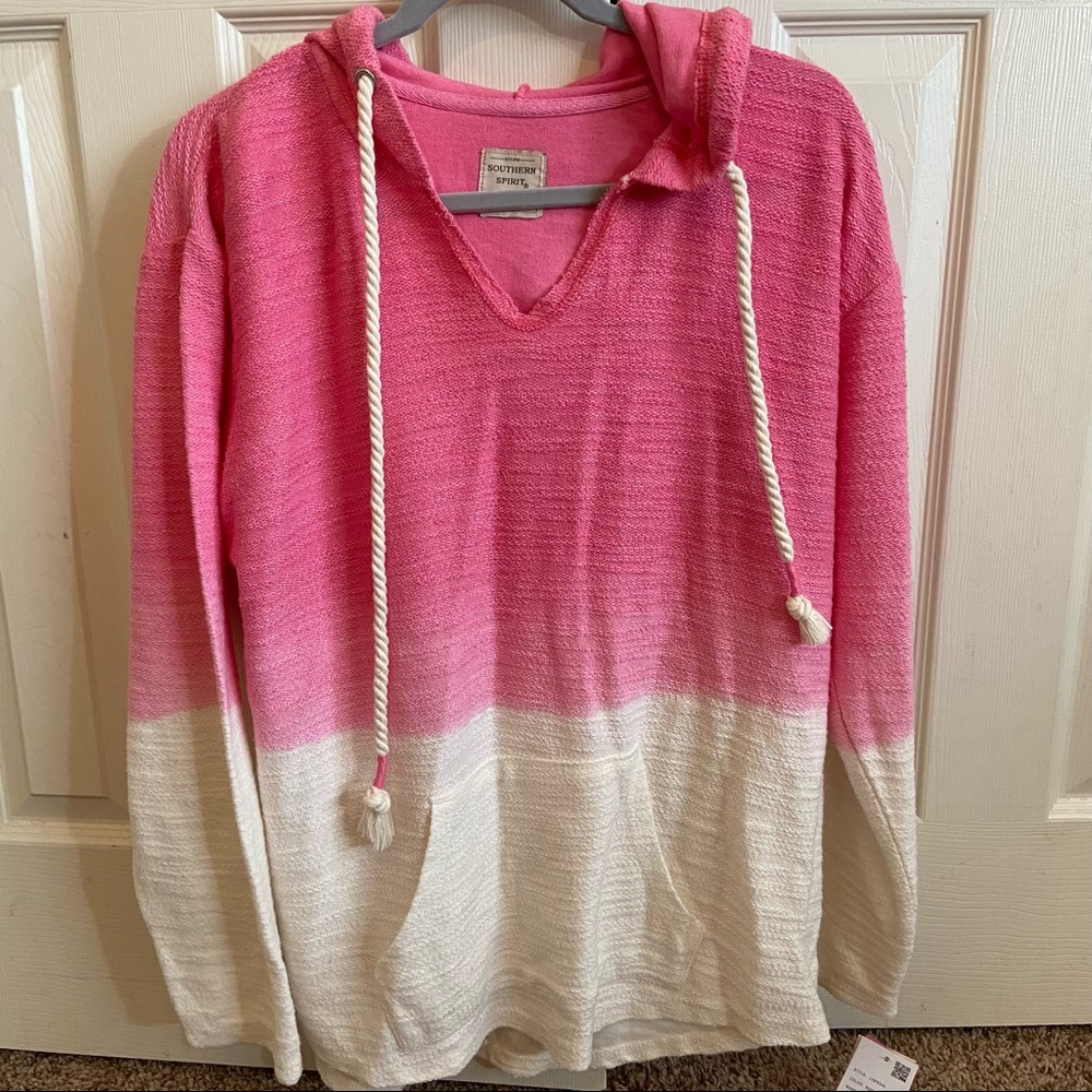 Pink and white hoodie